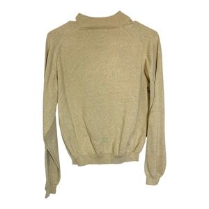 VIntage Belle Pointe M Gold Sweater Metallic Mock Neck Raglan Shimmer Disco Glam